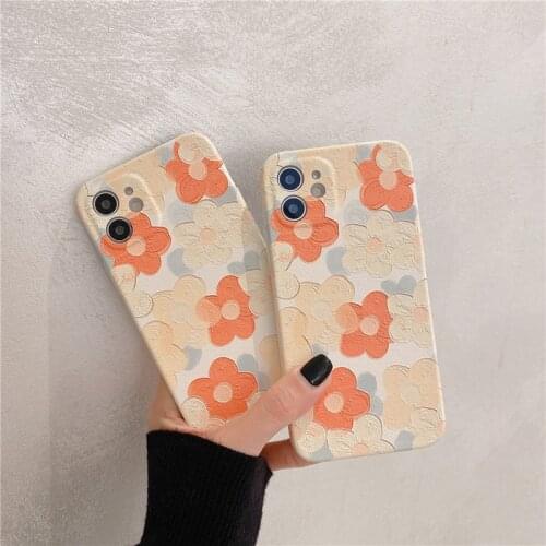 Ins Painting Flower Phone Case For iPhone 11 12 Pro Max Mini XR X XS Max 78 SE2020 Luxury Fashion Phone Cover Accessories