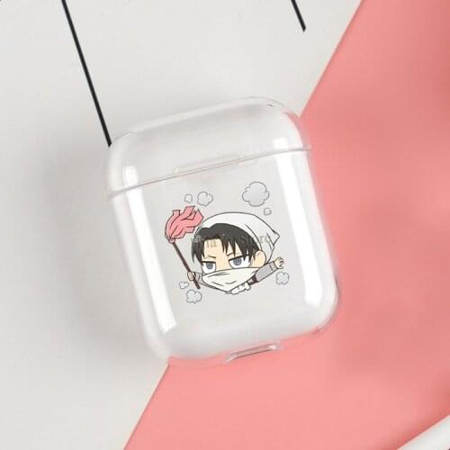 Attack on titan Levi Ackerman Chibi Cases For Apple AirPods 1 2 Case Clear Wireless Bluetooth Earphone Case Protective Shell