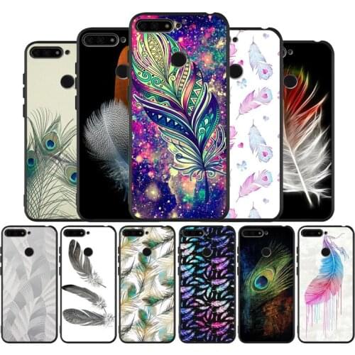 Capa Feather black Silicone Phone Case For honor 30 20 Pro 8 8X 9 10 20 Lite Mate 10 20 30 Lite Pro cover