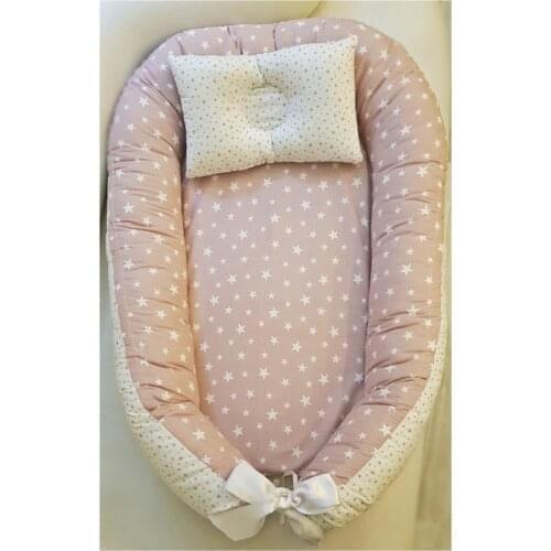 Baby Nest with Bed Pillow Portable Baby Crib Hand Made 80*50cm Childrens Beds Cotton Cradle for Newborn baby Folding Bed Cots