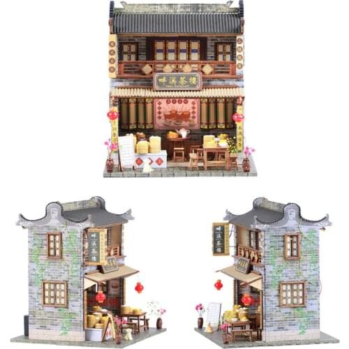 Kid Handmade DIY Dollhouse Miniature DIY Chinese Classical Architectural Style House Kit With Furniture Artistic Birthday Gifts