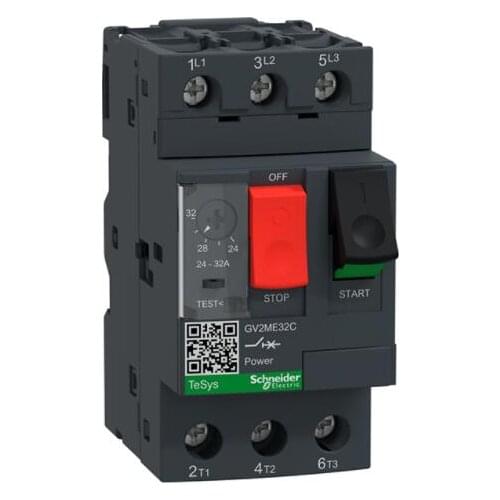 GV2M32 GV2ME32 GV2-ME32 GV2ME32C GV2-ME32C Motor circuit breaker, TeSys GV2, 3P, 24-32 A, thermal magnetic, screw clamp termin