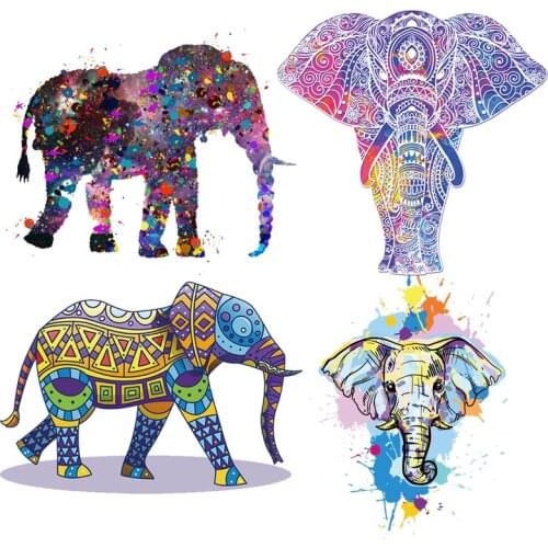 Colorful Applique Elephant Animal Heat Transfer Thermo Stickers On Clothes DIY Apparel T-Shirt Accessories Cartoon Art Patch DIY