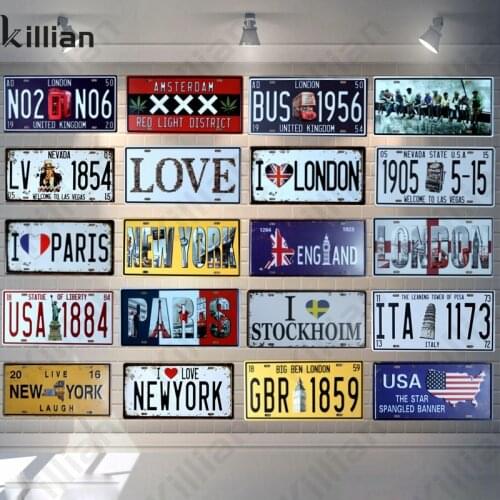 Retro Metal Plaque, City Text, Rust Texture, Home Decoration, Metal Painting, Street Number Plate, Metal Plate, Home Decoration