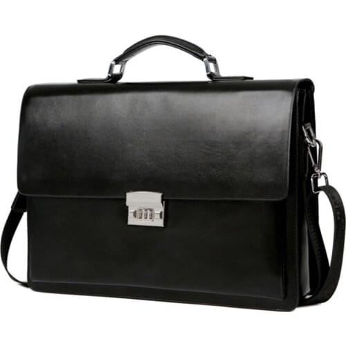 Fashion Lock Design Mens Business Bag Briefcase High Quality Pu Leather Male Shoulder Bags Office Bags for Men