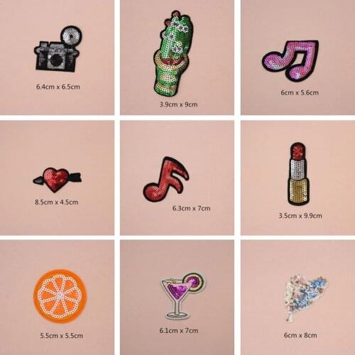 Heart Paillette Sequins Patches Cap Shoe Iron On Embroidered Appliques DIY Apparel Accessories Patch Clothing Fabric Badges BU46