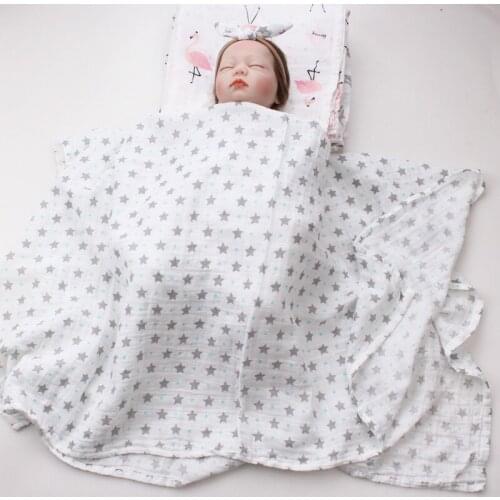 Baby Blanket Newborn Swaddle Wrap Children Bath Towel Stroller Summer Double Gauze Cartoon Sheet Multi-purpose Headband Set AC40