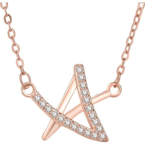 Dazzling Simple Fashion 925 Silver Clavicle Neck Chain Star Necklace Female Small Fresh Sen five-pointed Star Micro-set Chain