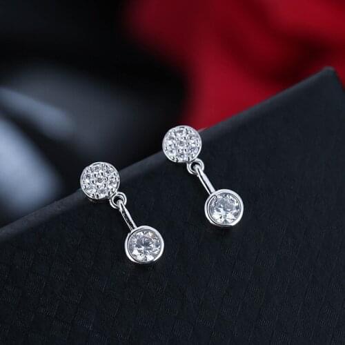 Luxurious Round Zircon Studs Earrings Silver Color Studs Earrings Womens Party Exquisite Jewelry Fashion Charm Accessories