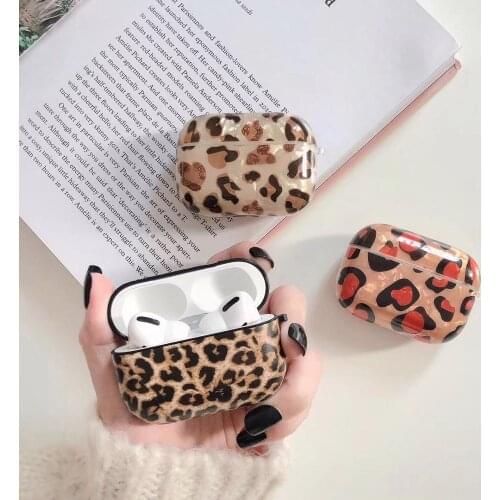Luxury Leopard glitter silicone case for Apple Airpods case protective cover Bluetooth Wireless Earphone Case for Airpods Pro