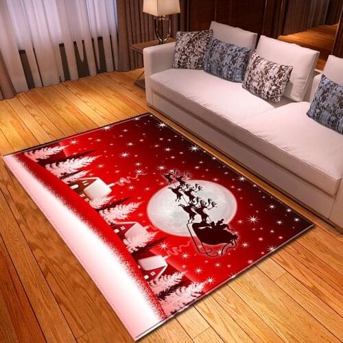 Merry Christmas Carpets for Living Room Bedroom Kids Room Bedside Carpet Balcony Hallway Floor Mat Home Bathroom Anti-Slip Rug
