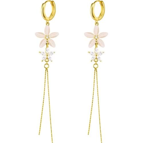 Genuine 925 Silver Ear Buckle Woman Hoop Earring for Anniversary Birthday Gift Pendientes European and American Tassel Earrings