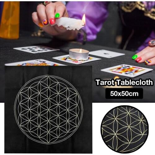 50x50cm Tarot Card Tablecloth Flower of Life Divination Altar Table Cloth Board Game Oracle Card Pad For Magicians Daily Games
