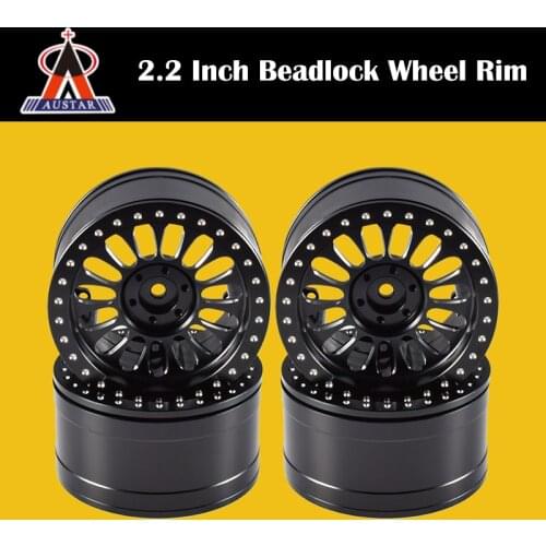 High Quaity AUSTAR 1/10 RC Rock Crawler Car Accessories 4Pcs 2.2 Inch Metal Beadlock Wheel Rim for 1:10 Axial SCX10 Traxxas