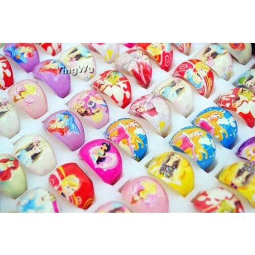 Yingwu Wholesale Jewelry Accessories 20pcs/lot Cute Kids Cartoon Snow Princess Ring Girls Children Baby Rings Party Gift