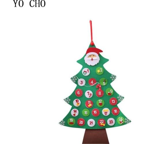YO CHO High Grade Christmas Tree Shape Advent Calendar Detachable Felt Christmas Tree Kids DIY Hanging Ornament