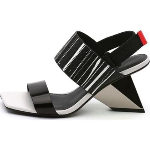 Womens leather sandals, elegant and comfortable fashion leather female sandals, sexy breathable 34-39 # 40 small yards