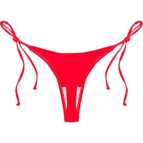 Women Swimwear Brazilian Cheeky Bikini Bottom Side Tie Thong Bathing Swimsuit Bandage Push-Up Bikini Crochet Bikinis Mujer