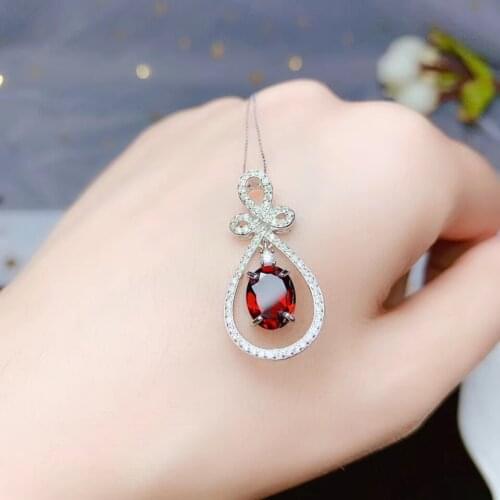 Classic red garnet necklace for women ornament new style goo dcolor for natural gem real 925 sterling silver girl birthday gift