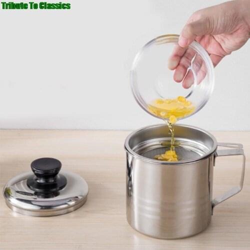 1.3L Kitchen Cooking Tool Oil Filter Storage Can Grease Strainer Pot Oil Strainer Container Restaurant Kitchen Supplies NEW