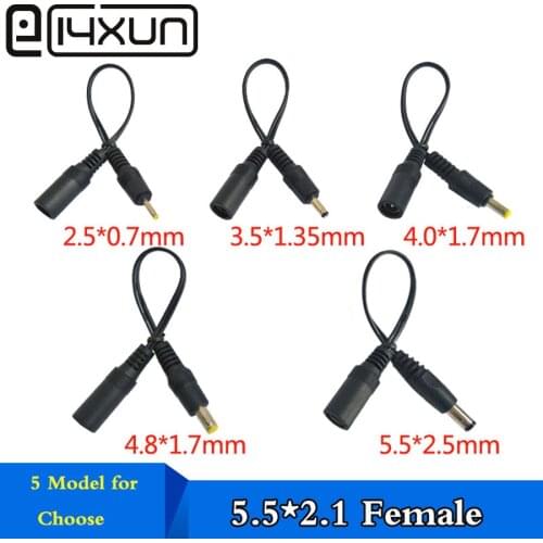 EClyxun 1pcs DC 5.5*2.1 Female socket Jack to 2.5*0.7/3.5*1.35/4.8*1.7/ 4.0*1.7/5.5*2.5mm power male plug connector