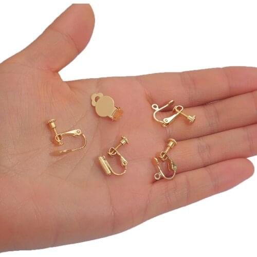 10Pcs 18K Gold Plated Copper Earring Hooks Lever Back Open Loop Setting for DIY Earring Clips Clasp Jewelry Making Accessories