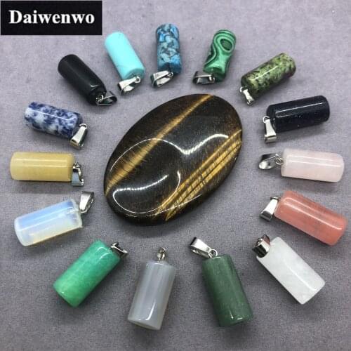 1*2cm Cylindrical Natural Stone Pendant Rubyzoisite Opal Turquoise Snow Flake