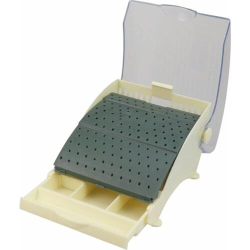 142 Holes Dental Burs Block Holder Station+Pull Out Drawer Place/Organize Sanding Heads Nails 87 FG/RA 55 FG Plastic 14x13x12cm