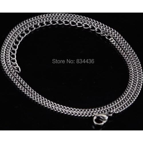20pcs of 2mm Stainless Steel Necklaces Sweater Figaro Cuban Chains Men Womens Lady Fashion DIY Jewelry Findings Bulk Wholesale