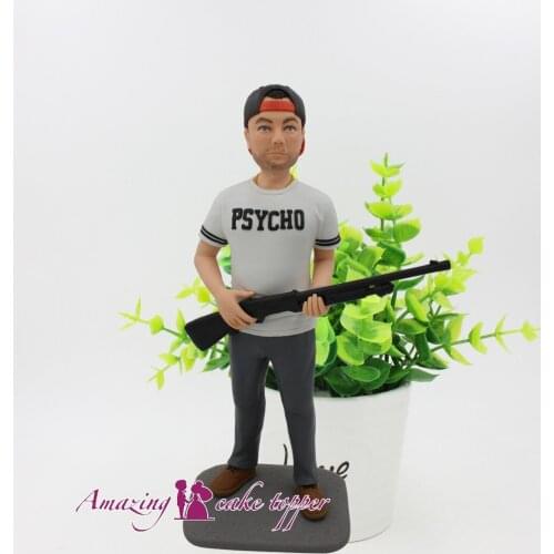 2019 AMAZING CAKE TOPPER 21cm Hunter man hat Toys Custom Polymer Clay Figure From Pictures Christmas gife