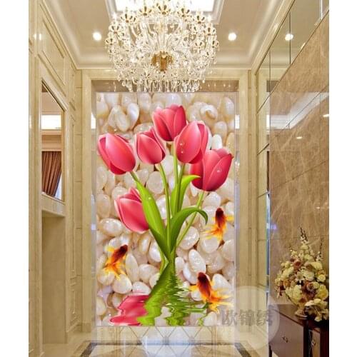 5D diamond Painting Flower Pink tulips Cross Stitch diamond embroidery mosaic diamonds wall stickers home decor
