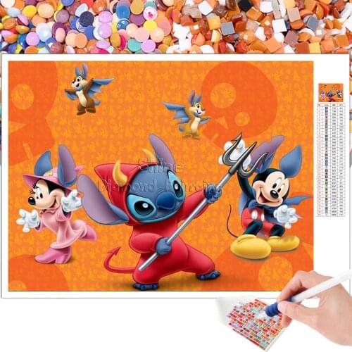 Diamond Painting Mickey Stitch Halloween Disney Cartoon Children Embroidery 5D DIY Cross Mosaic Square Round Photo Home Decor