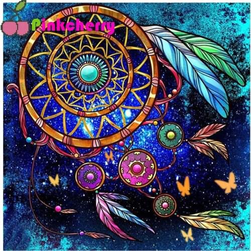 Cartoon feather diy Diamond painting 5d full drill Dreamcatcher indian diamond embroidery mosaic stitch home decor k1001