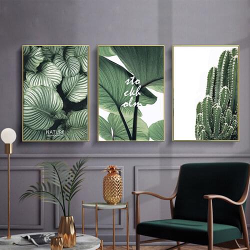 Unframed Fresh Green Plant Nordic Poster Multi Combination Canvas Paintings For Living Room Home Decoration Wall Art Pictures