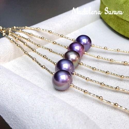 MADALENA SARARA 18k Gold Women Freshwater Pearl Bracelet Korean Style Handmade Purple Edison Pearl High Quality Chain Bracelet