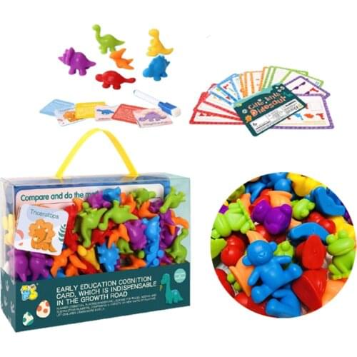 Colorful Montessori Sensory Toy Set Animal Dinosaur Model Kids Counting Color Cognitive Fine Motor Training Math Educational Toy