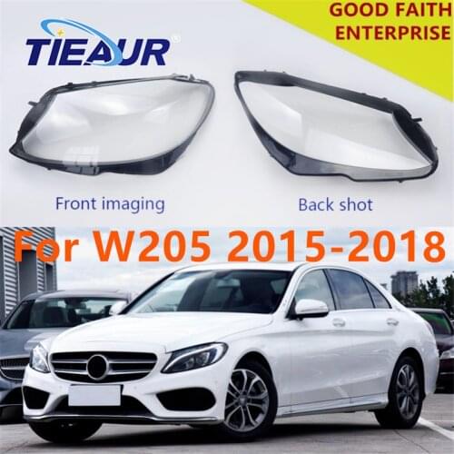 For Benz C-class W205 C180 C200 C250 C260 C260L C280 C300 Headlights Transparent lens cover 4Doors Headlamp clear shell 15-18