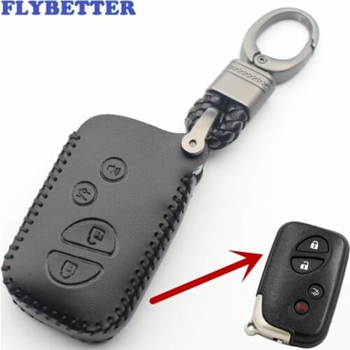FLYBETTER Genuine Leather Keychain 4Button Smart Key Case Cover For Lexus LX470/GS450h/IS350/LS460/ES350 Car Styling (B) L354