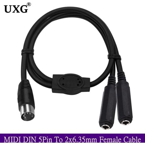 MIDI DIN 5Pin Male To Dual 6.35mm 1/4" TS/TRS Female Adapter Cable For Speakers Amplifiers Tape Recorders MIDI Keyboards Guitars