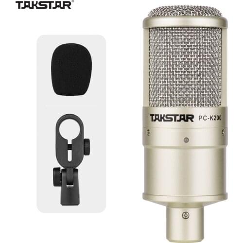 TAKSTAR PC-K200 Cardioid-directional Condenser Recording Microphone Metal Structure Wide Frequency Response with Shock Mount