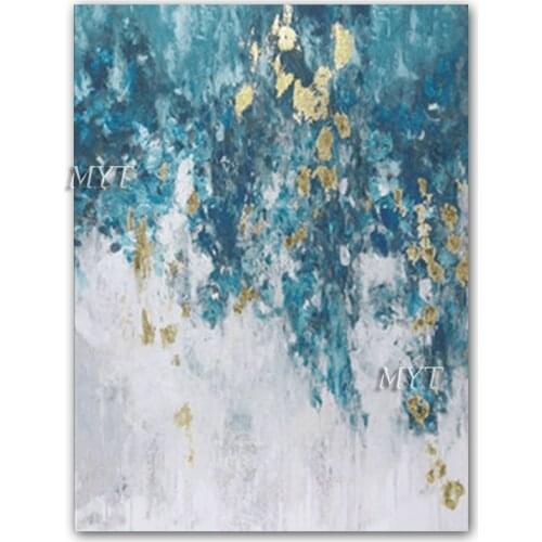 100% Hand Drawn Blue Design Oil Painting Wall Canvas Art Home Wall Decoration Pieces Acrylic Paintings Artwork For Bedroom