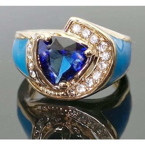 Ofertas Fashion Triangular Purple Zirconium Star Womens Ring For Engagement Party Jewelry Crystal Accessories Size 6-10