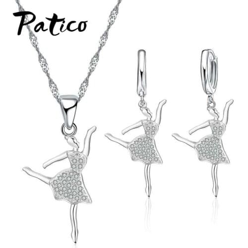 Beautiful And Lovely Shape Jewelry Set Dance Girl Necklace Earrings Anniversary Gift 925 Sterling Silver For Women