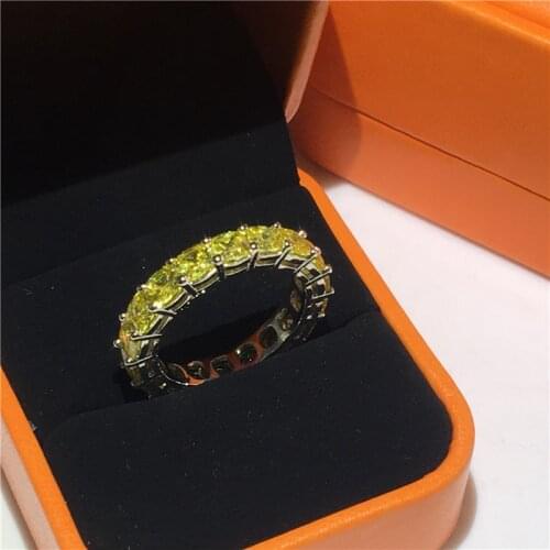 Colorful ring Real 925 sterling silver Cushion cut 4mm AAAAA Cz Engagement Wedding Band Rings for women men Fine Party Jewelry