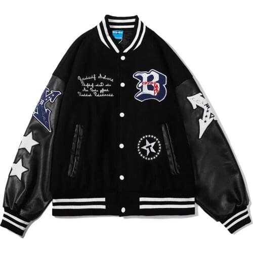 ERENEJIAN Hi Street Unisex Oversized Hip Hop Varsity Baseball Jacket With Furry Embroidery Couples Letterman Bomber Outerwear
