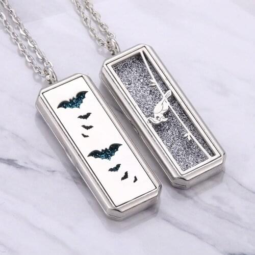 Magnetic stainless steel Square Aromatherapy Diffuser Necklace Jewelry Perfume Locket Pendant Essential Oil Locket Necklace
