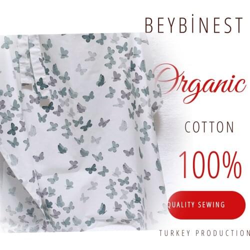 BeybiNest Breast Feeding Bib Adjustable Size Green Butterflies