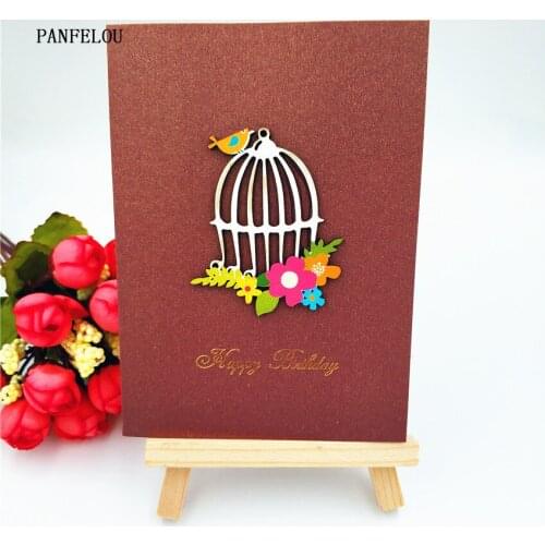 PANFELOU dies cutting dies Flowers cage Birthday card Scrapbooking DIY album cards paper die metal craft stencils punch cuts