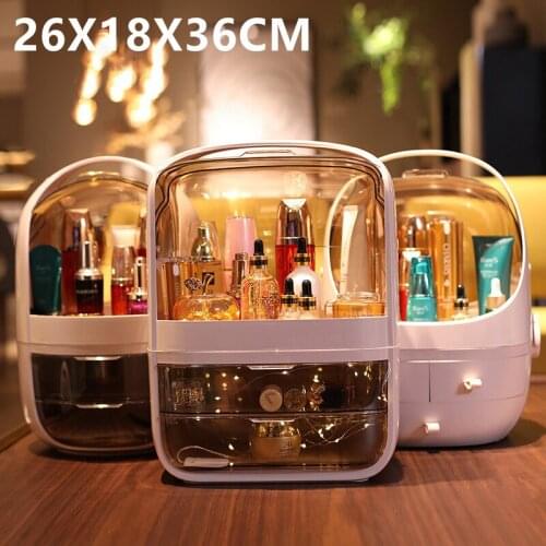Portable Desktop Makeup Organizer Large Capacity Waterproof Dustproof Bathroom Cosmetic Storage Box Beauty Storage Drawer