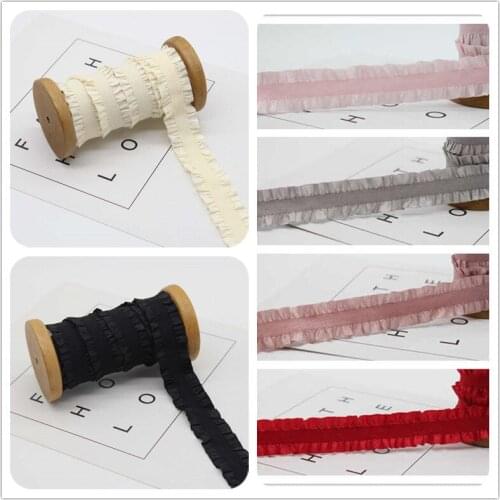 50 yards /lots 25mm pleated belt elastic lace belt bilateral cloth fungus belt clothing accessories wrist belt baby hair band